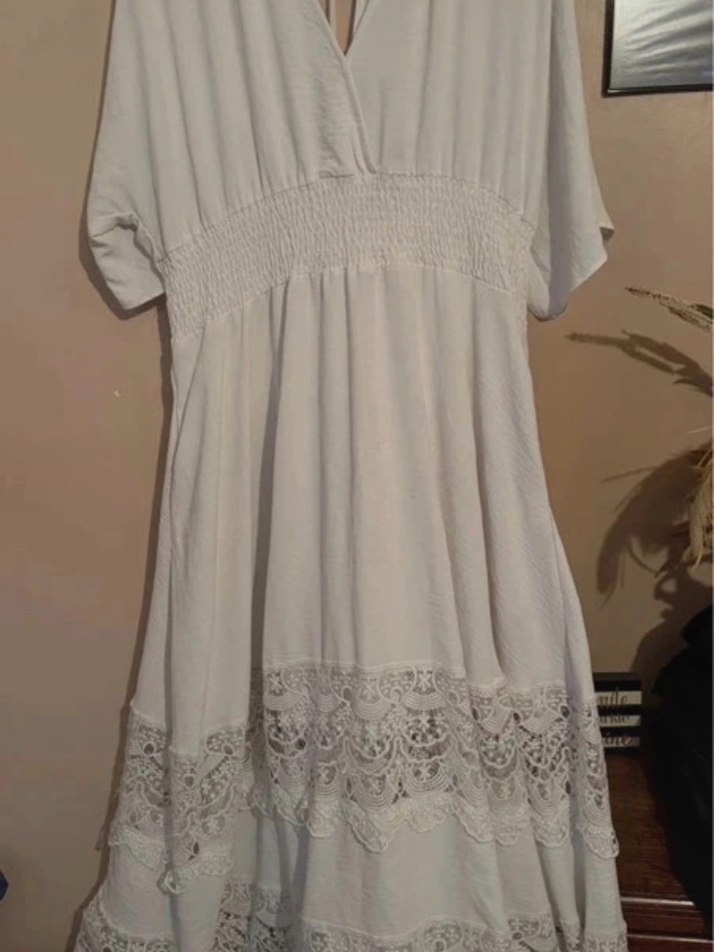 Olaesa White Boho Lace Maxi Dress – XXL